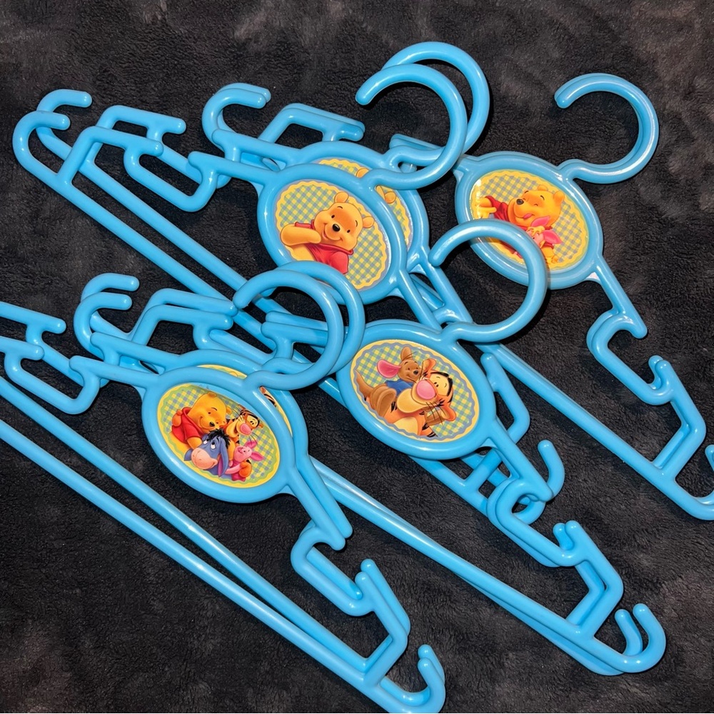 Set Of 8 Disney Winnie The Pooh Piglet Tigger Blue Baby Plastic Clothes Hangers